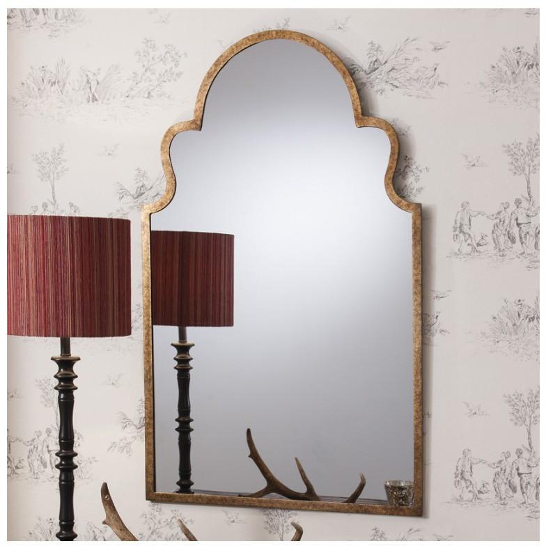 Algiers Antique Gold Curved Metal Framed Wall Mirror 5055299468555