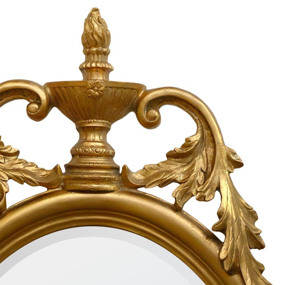 Gold Gilt Leaf Oval Wall Mirror