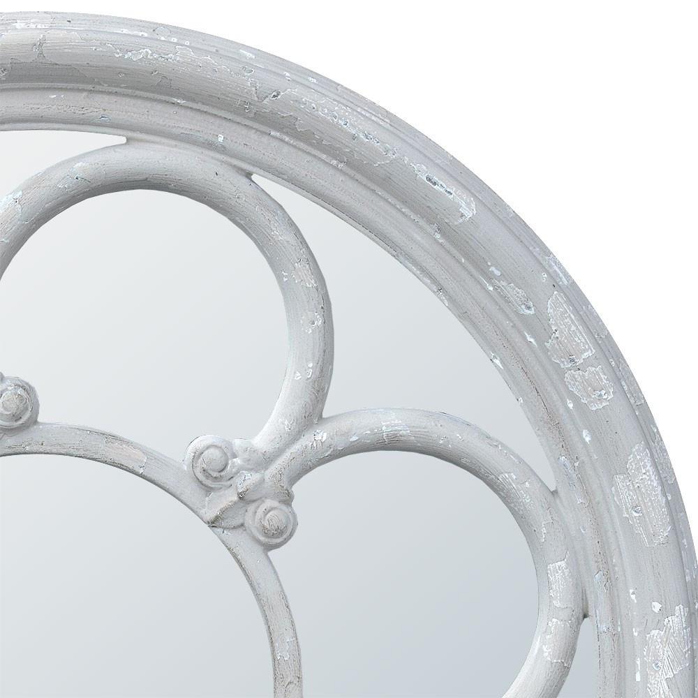 Architectural St Pancras Window Antique White Round Wall Mirror Close Up MIW-028-CR