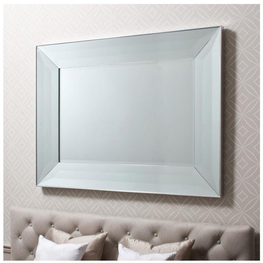 Ferrara Silver Rectangle Bevelled Wall Mirror 5055299400494