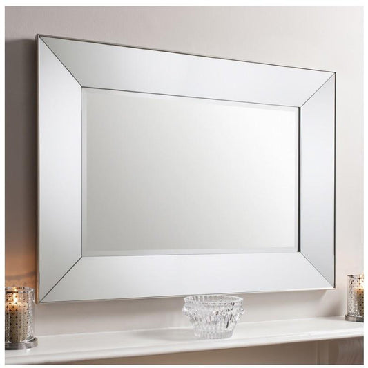 Vasto Silver Rectangle Angled Frame Wall Mirror 5055299423424