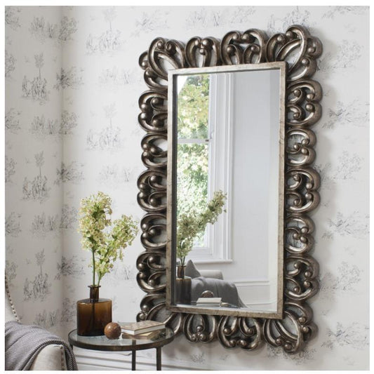 Fenton Antique Silver Rectangle Wall Mirror 5055299468463