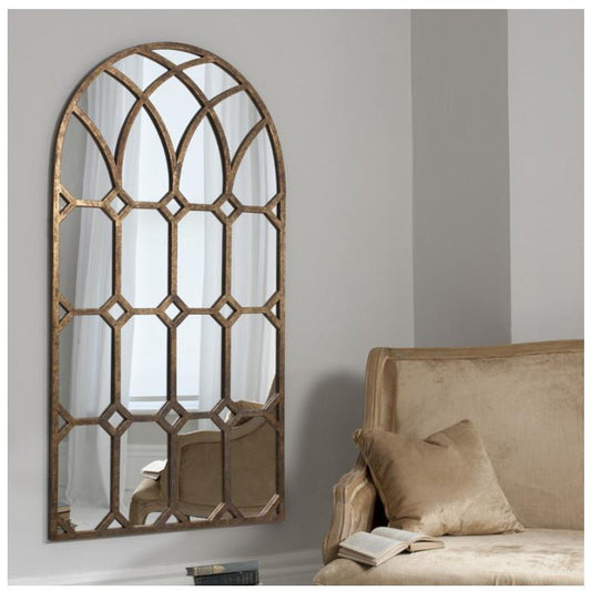 Khadra Aged Bronze Metal Window Wall Mirror 5055299468548