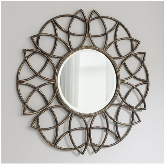 Beckfield Aged Bronze Elliptical Metal Frame Round Wall Mirror 5055299468890