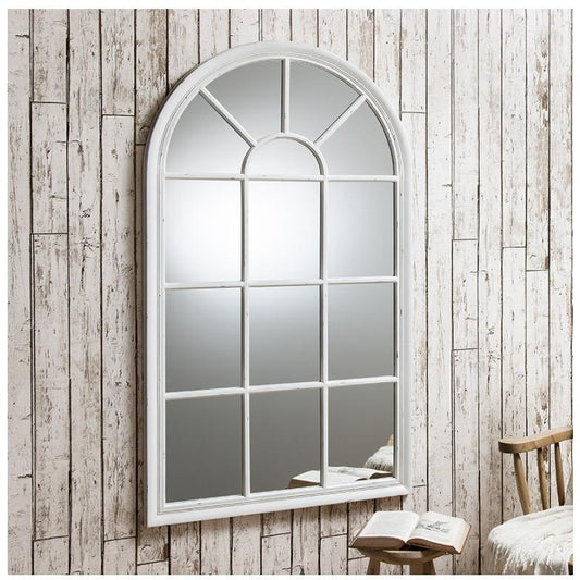 Fulshaw Aged White Arched Window Wall Mirror 5055299490075