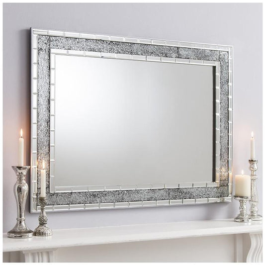 Wardley Silver Crackle Glass Rectangle Wall Mirror 5055299490280