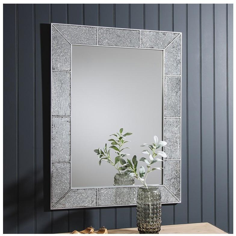 Hazelwood Crackle Glass Rectangle Wall Mirror 5055299490310