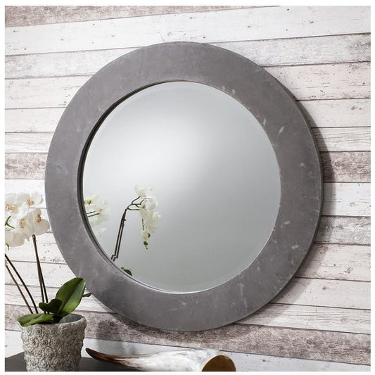 Chilson Grey Round Wall Mirror 5055299491492