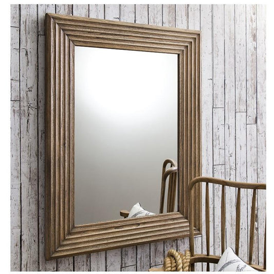 Wilbur Scalloped Weathered Solid Mindy Ash Wood Wall Mirror 5055299492352