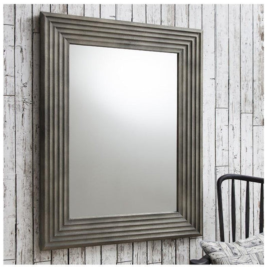 Wilbur Scalloped Concrete Grey Rectangle Wall Mirror 5055299492369