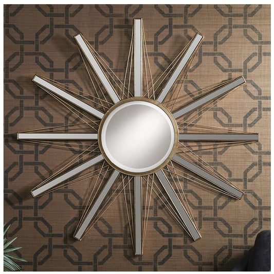 Flaire Bright Gold Starburst Wall Mirror 5055999201339