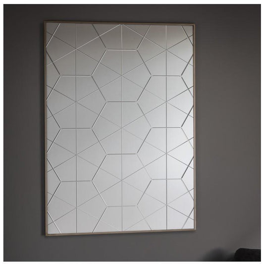 Esagono Geometric Hexagon Groove Cut Wall Mirror 5055999207355