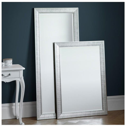 Ainsworth Small Textured Luxe Silver Rectangle Wall Mirror 5055999217231