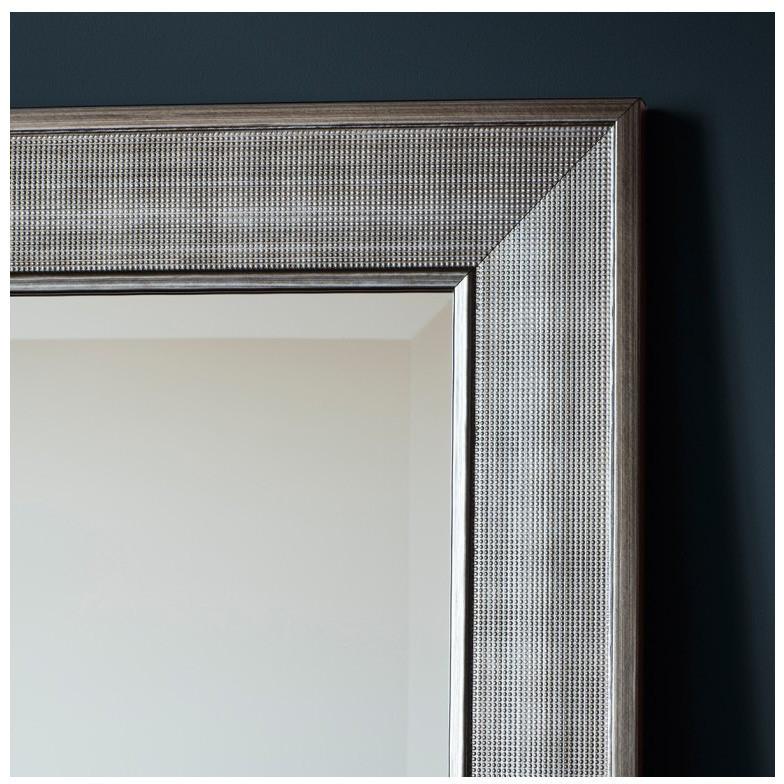 Ainsworth Small Textured Luxe Silver Rectangle Wall Mirror Close Up 5055999217231