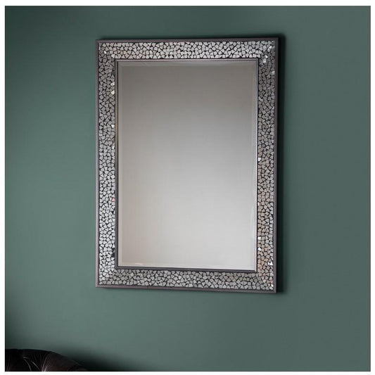 Bronte Silver Mosaic Glass Frame Wall Mirror 5055999217279