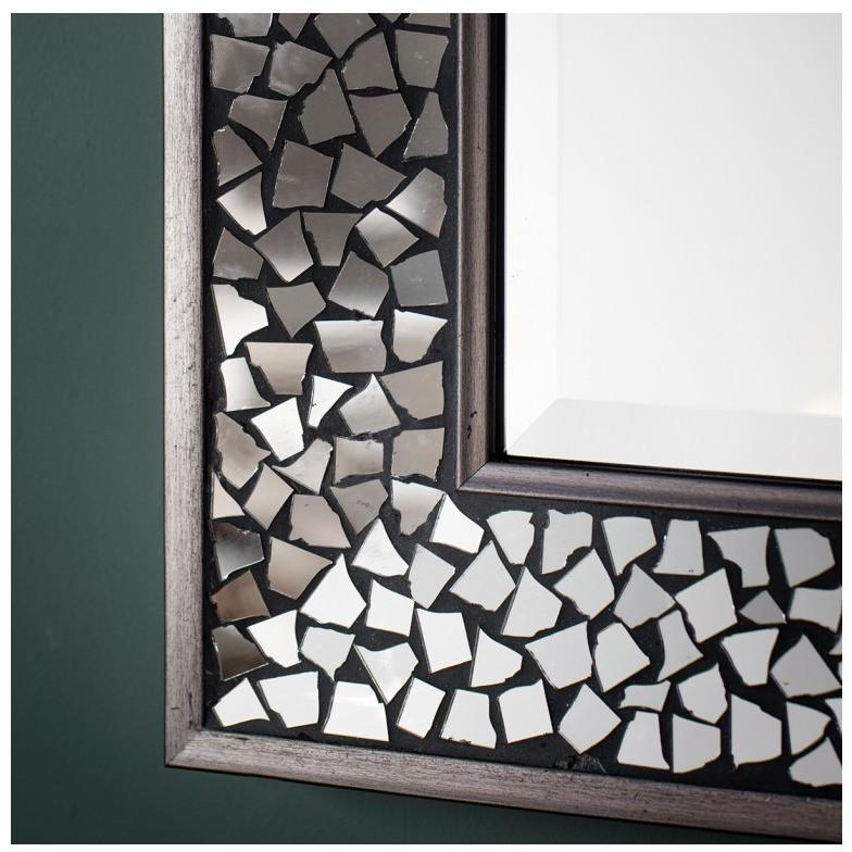 Bronte Silver Mosaic Glass Frame Wall Mirror Close Up 5055999217279