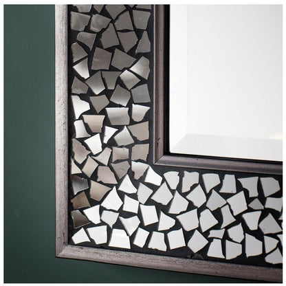 Bronte Silver Mosaic Glass Frame Wall Mirror Close Up 5055999217279
