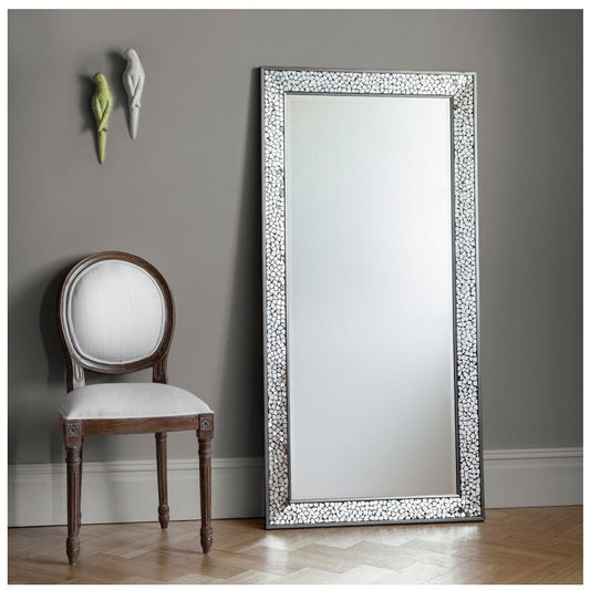 Bronte Silver Mosaic Glass Frame Leaner Floor Mirror 5055999217286