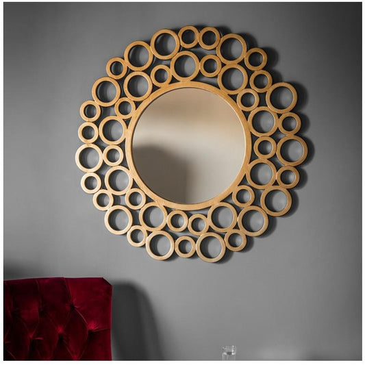 Wrakes Gold Circles Pattern Round Wall Mirror 5055999217477