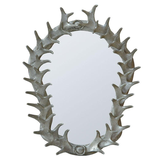 Silver Antler Frame With Oval Bevelled Wall Mirror 82129-SL-40-51