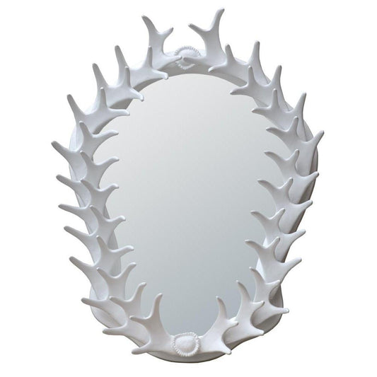 White Antler Frame With Oval Bevelled Wall Mirror 82129-WH-40-51