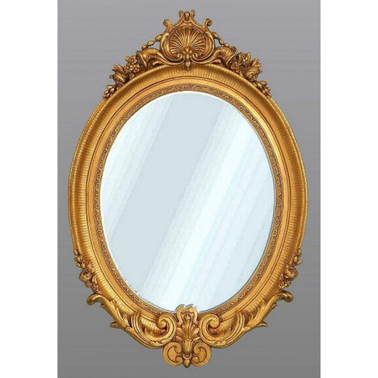 Rocaille Gold Gilt Leaf Oval Bevelled Wall Mirror CFT846-GO-105-150