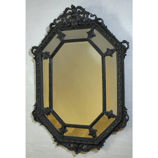 Octavia Black Clay Paint Gothic Octagonal Bevelled Margin Mirror CFT999-BL-115-158