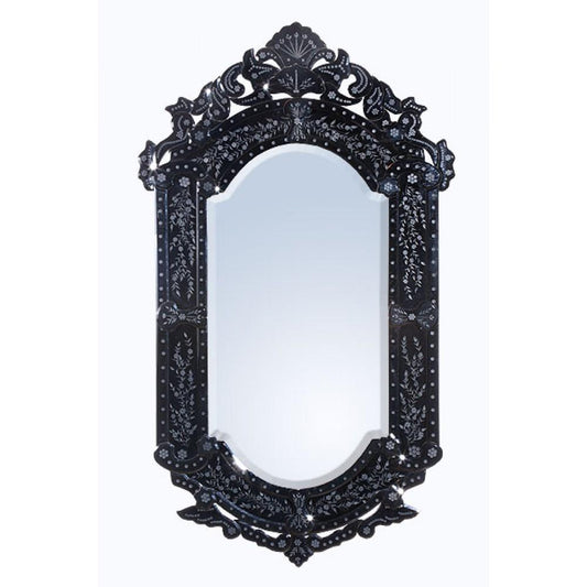 Vintage Venezia Black Mirror with Delicate Etching GJ234-BL-65-120