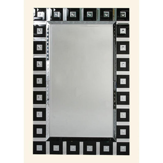 Contemporary Venetian Mirror with Black Squares & Spheres GJ272B-BL-104-150