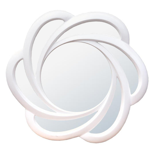 White Swirl Frame Round Mirror MIR-008-SW