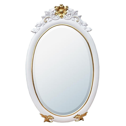 Classic Charm White and Gold Oval Wall Mirror MIR-012-WHGO