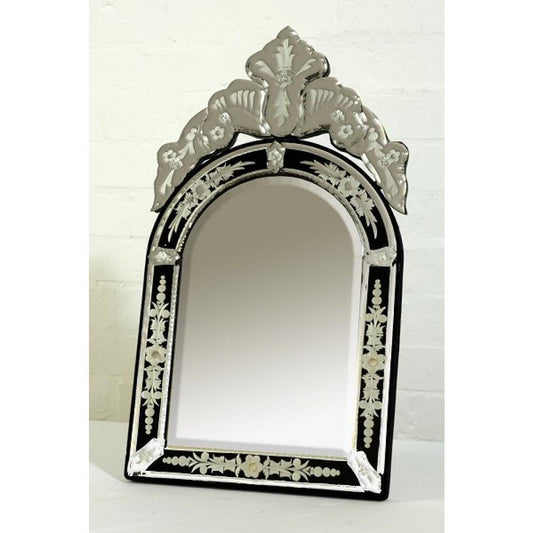 Venetian Black Frame Arched Table Mirror PVM-GM3-BL-30-55