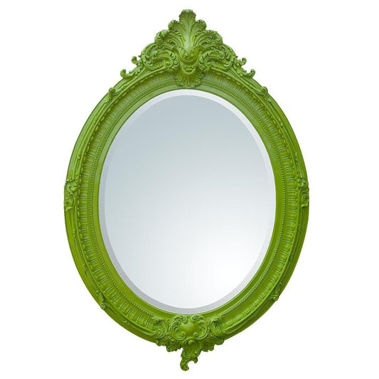 Bright Green Almandine French Rococo Oval Bevelled Wall Mirror CFR006-GRX-104-151