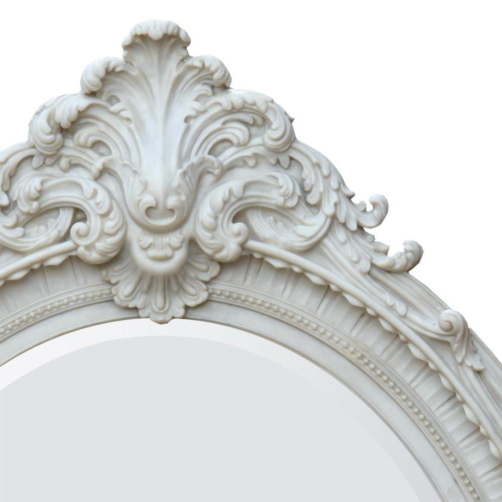 Antique French Style Marbeline Rococo Oval Bevelled Wall Mirror Close Up Top CFR006-MM-107-153