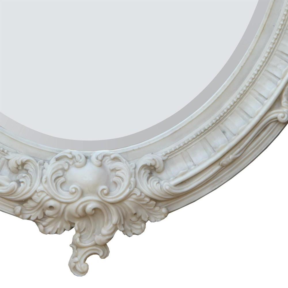 Antique French Style Marbeline Rococo Oval Bevelled Wall Mirror Close Up Bottom CFR006-MM-107-153