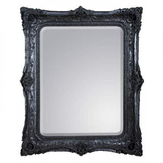 Rosetti Baroque Black Clay Paint Bevelled Wall Mirror CFR020-BLX-135-164