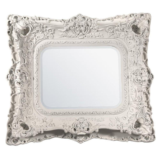 Rosetti Baroque White Floral Double Framed Bevelled Mirror CFR020-WH-74-84