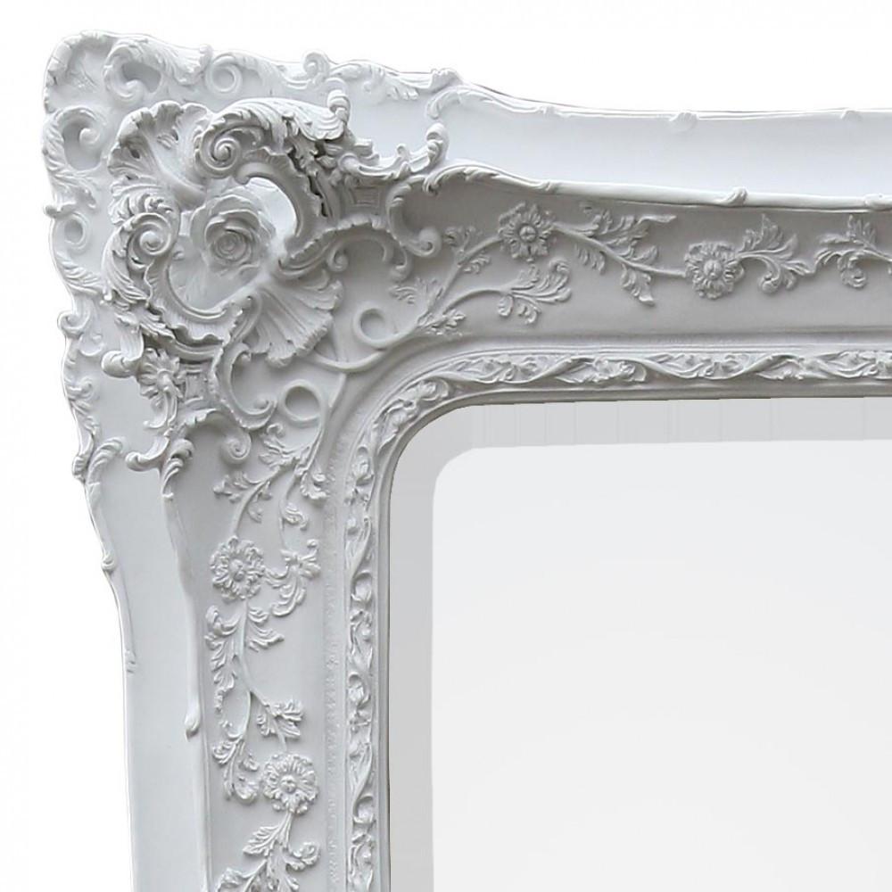 Rosetti Baroque White Floral Classic Bevelled Floor Mirror Close Up CFR020-WH-98-225