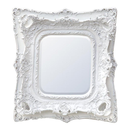 Rosetti Baroque White Clay Paint Ornately Detailed Bevelled Mirror CFR020-WHX-90-100