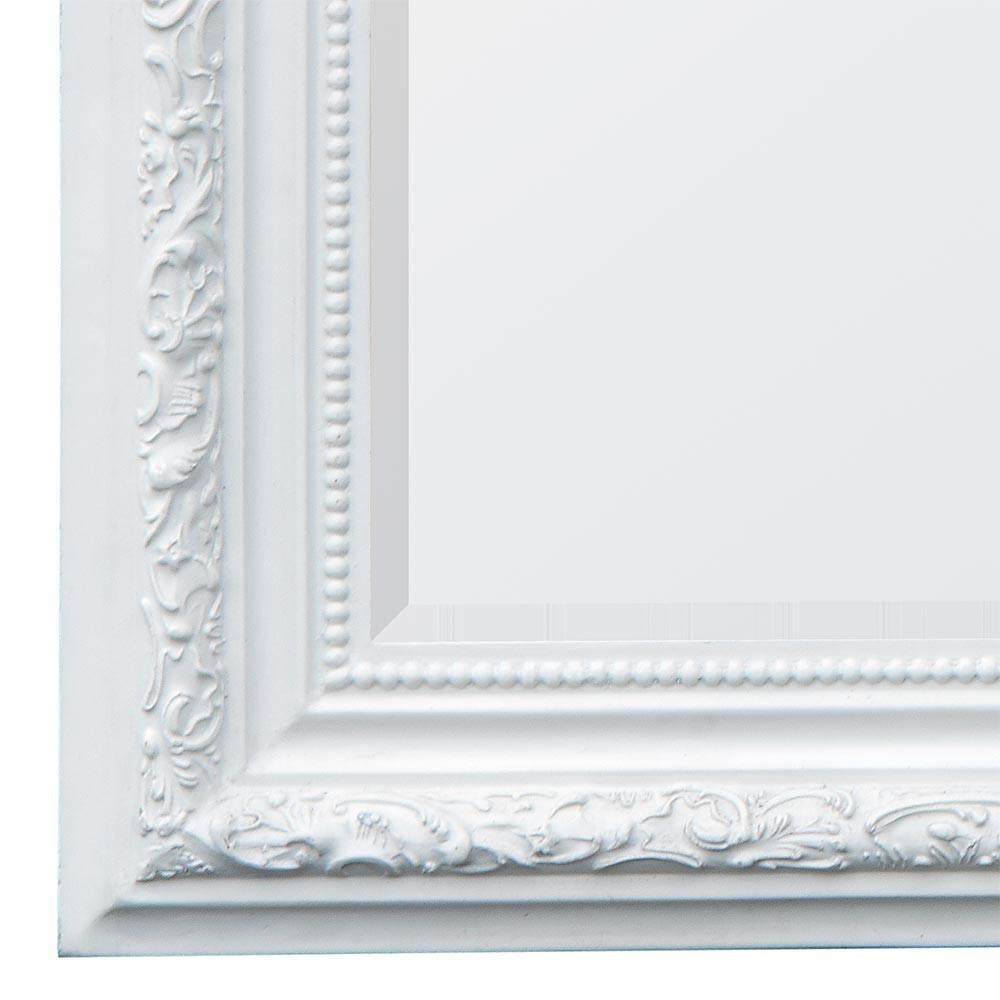 French Louis Philipphe White Clay Paint Overmantle Bevelled Mirror Close Up Bottom CFR089B-WH-125-92