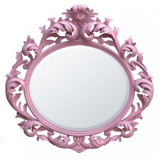 Baroque Pink Oval Landscape Bevelled Wall Mirror CFR2008-PIX-100-100