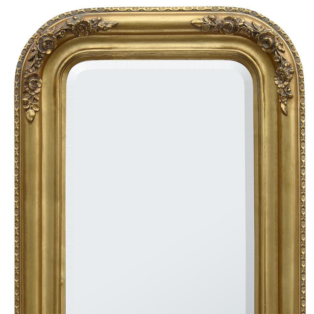 Louis Philippe French Gold Gilt Leaf Bevelled Mirror Close Up CFT1902R-GO-60-180