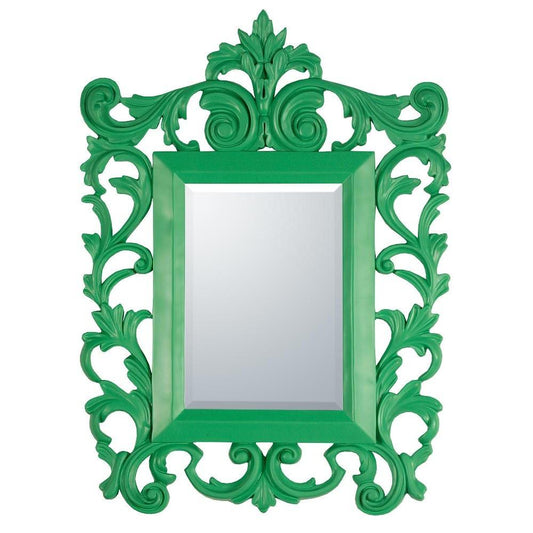 French Rococo Green Clay Paint Bevelled Wall Mirror CFT951M-GN