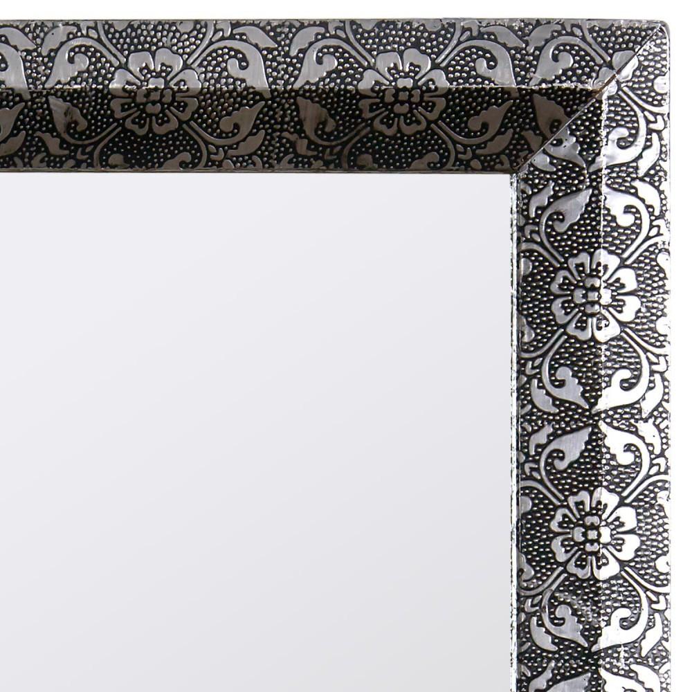 Chaandhi Kar Black & Silver Embossed Rectangular Mirror Close Up CHK-4324-304