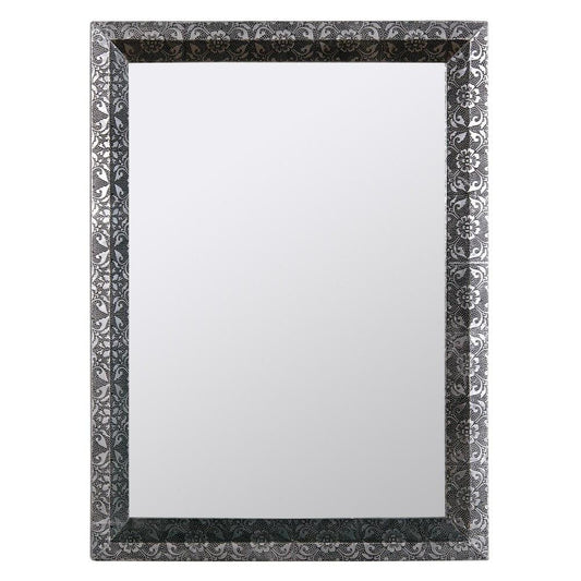 Chaandhi Kar Black & Silver Embossed Rectangular Mirror CHK-4324-304