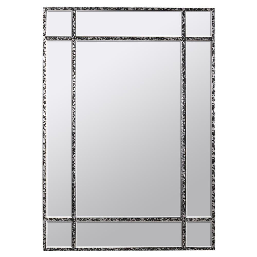 Chaandhi Kar Black & Silver Embossed Frame Rectangular Mirror CHK-4330-304