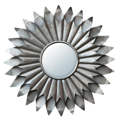 Silver Sunburst Metal Frame Wall Mirror CMM073