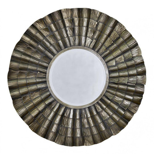 Ruched Round Metal Framed Wall Mirror CMM077