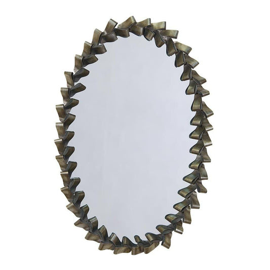 Dark Silver Ribbon Metal Framed Oval Wall Mirror CMM082