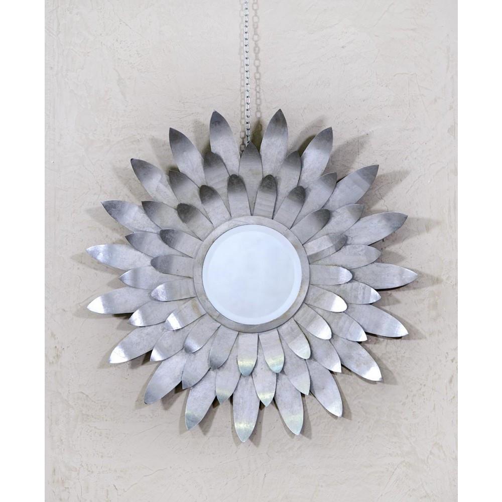 Silver Sun Metal Sunburst Round Wall Mirror CMM119-SL